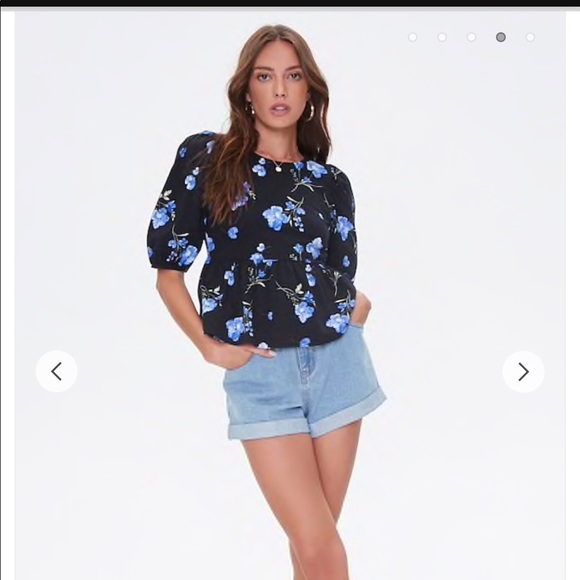 NWT STYLISH & CUTE FLOWER PRINT FEMININE TOP - Picture 5 of 8